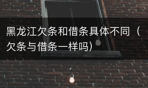 黑龙江欠条和借条具体不同（欠条与借条一样吗）