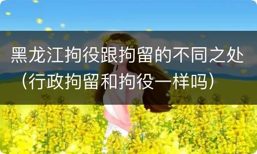 黑龙江拘役跟拘留的不同之处（行政拘留和拘役一样吗）
