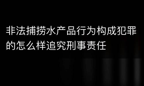 非法捕捞水产品行为构成犯罪的怎么样追究刑事责任