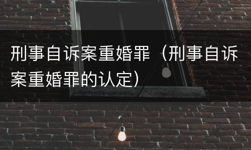 刑事自诉案重婚罪（刑事自诉案重婚罪的认定）