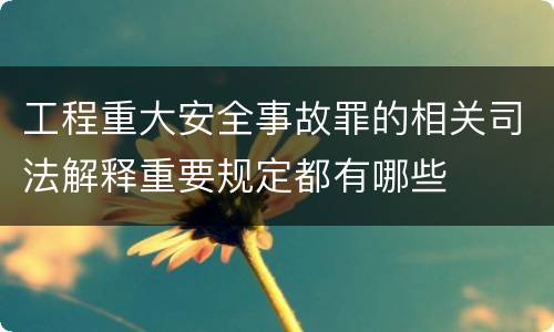 工程重大安全事故罪的相关司法解释重要规定都有哪些