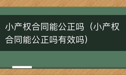 小产权合同能公正吗（小产权合同能公正吗有效吗）