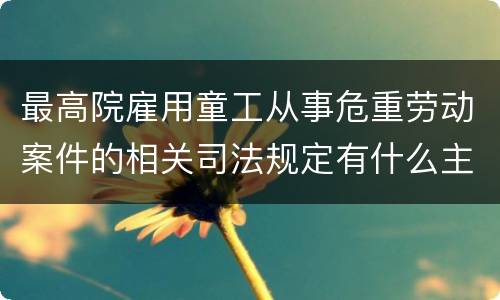最高院雇用童工从事危重劳动案件的相关司法规定有什么主要内容