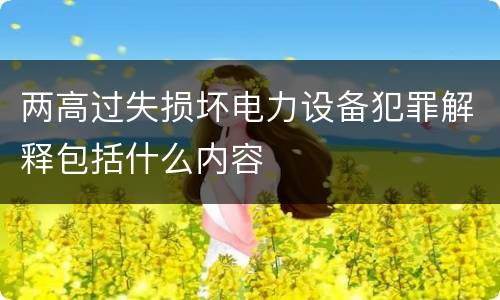 两高过失损坏电力设备犯罪解释包括什么内容