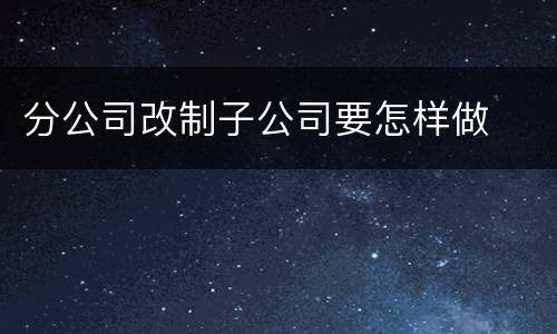 分公司改制子公司要怎样做