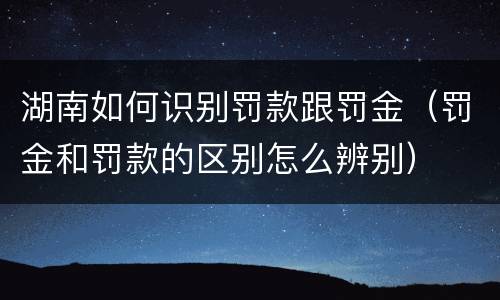 湖南如何识别罚款跟罚金（罚金和罚款的区别怎么辨别）