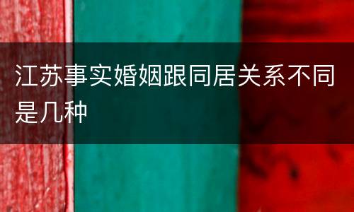 江苏事实婚姻跟同居关系不同是几种