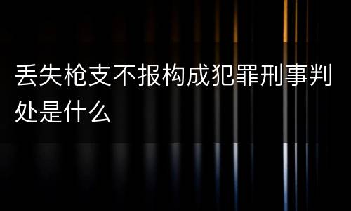 丢失枪支不报构成犯罪刑事判处是什么