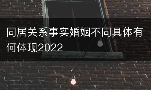 同居关系事实婚姻不同具体有何体现2022