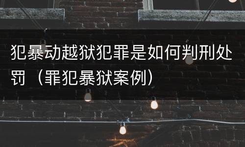 犯暴动越狱犯罪是如何判刑处罚（罪犯暴狱案例）