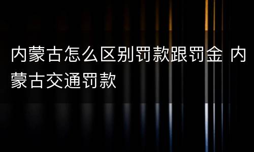 内蒙古怎么区别罚款跟罚金 内蒙古交通罚款