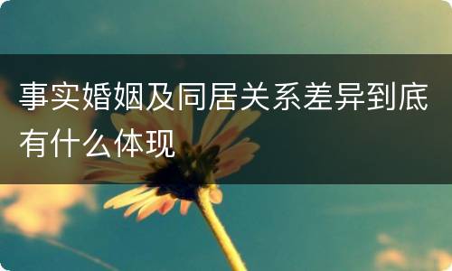 事实婚姻及同居关系差异到底有什么体现