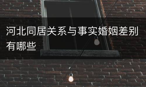河北同居关系与事实婚姻差别有哪些