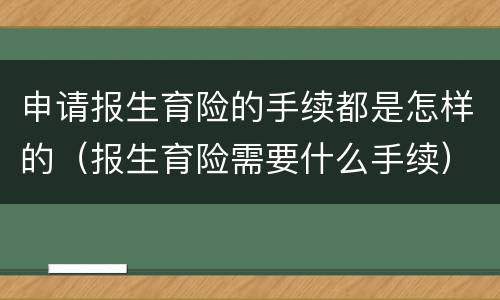 申请报生育险的手续都是怎样的（报生育险需要什么手续）
