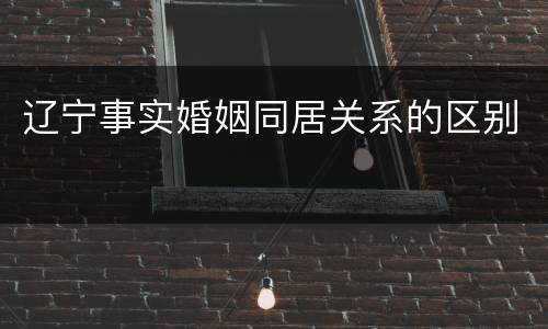 辽宁事实婚姻同居关系的区别