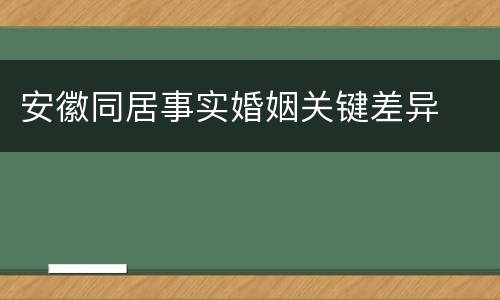 安徽同居事实婚姻关键差异