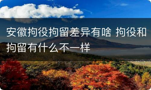 安徽拘役拘留差异有啥 拘役和拘留有什么不一样