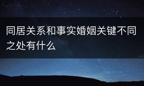 同居关系和事实婚姻关键不同之处有什么