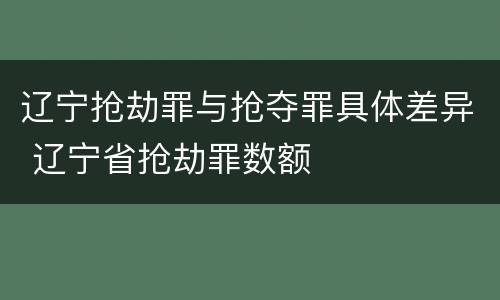 辽宁抢劫罪与抢夺罪具体差异 辽宁省抢劫罪数额