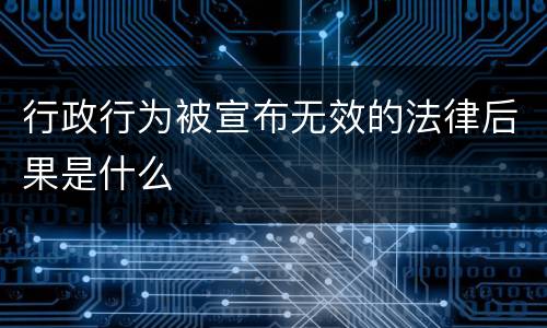 行政行为被宣布无效的法律后果是什么