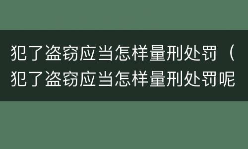 犯了盗窃应当怎样量刑处罚（犯了盗窃应当怎样量刑处罚呢）