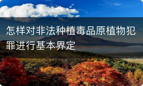 怎样对非法种植毒品原植物犯罪进行基本界定
