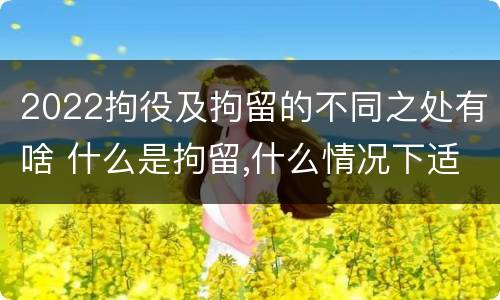 2022拘役及拘留的不同之处有啥 什么是拘留,什么情况下适用拘留