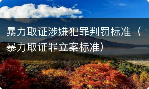 暴力取证涉嫌犯罪判罚标准（暴力取证罪立案标准）