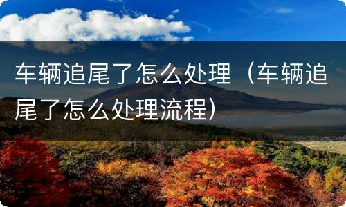 车辆追尾了怎么处理（车辆追尾了怎么处理流程）