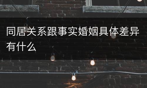 同居关系跟事实婚姻具体差异有什么