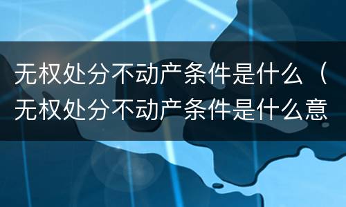 无权处分不动产条件是什么（无权处分不动产条件是什么意思）