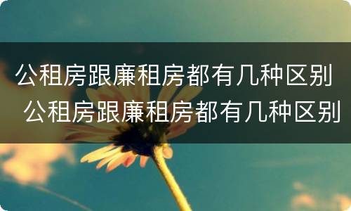 公租房跟廉租房都有几种区别 公租房跟廉租房都有几种区别吗