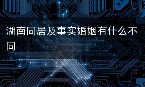湖南同居及事实婚姻有什么不同