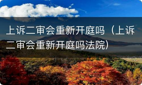 上诉二审会重新开庭吗（上诉二审会重新开庭吗法院）