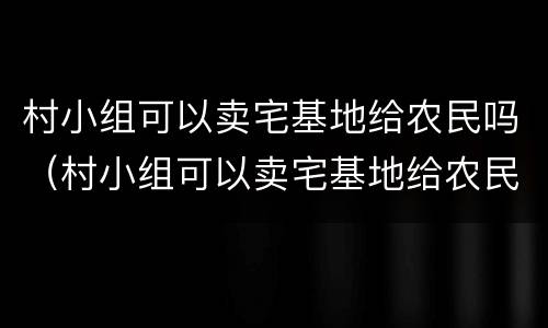 村小组可以卖宅基地给农民吗（村小组可以卖宅基地给农民吗合法吗）