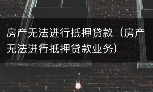 房产无法进行抵押贷款（房产无法进行抵押贷款业务）