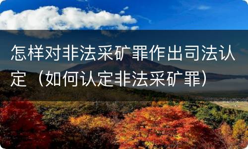 怎样对非法采矿罪作出司法认定（如何认定非法采矿罪）
