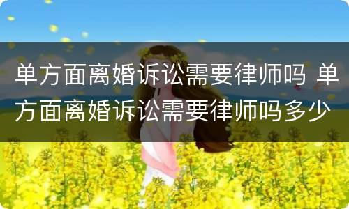 单方面离婚诉讼需要律师吗 单方面离婚诉讼需要律师吗多少钱