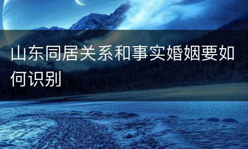 山东同居关系和事实婚姻要如何识别