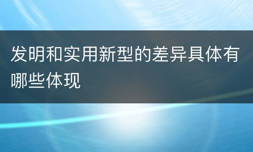 发明和实用新型的差异具体有哪些体现