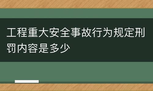 工程重大安全事故行为规定刑罚内容是多少