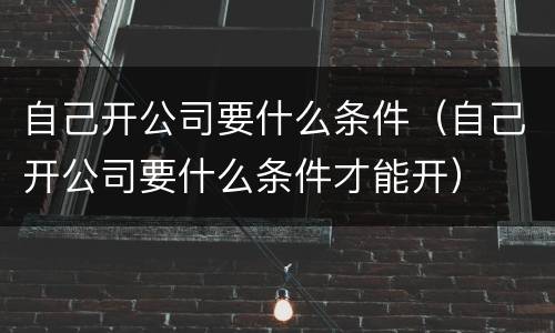 自己开公司要什么条件（自己开公司要什么条件才能开）