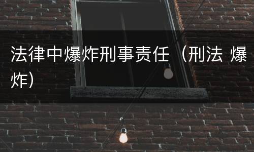 法律中爆炸刑事责任（刑法 爆炸）