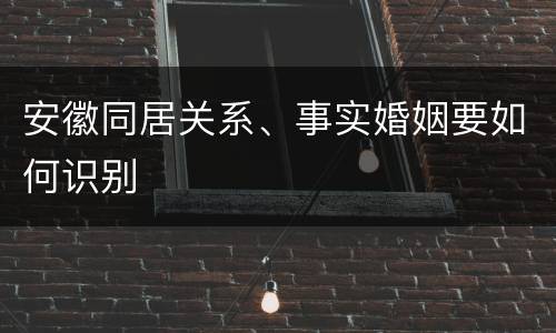 安徽同居关系、事实婚姻要如何识别