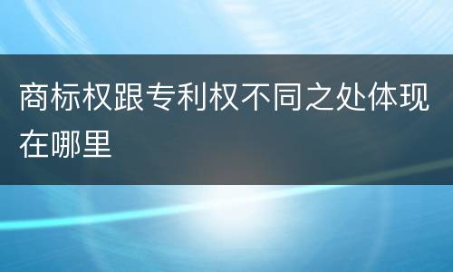 商标权跟专利权不同之处体现在哪里