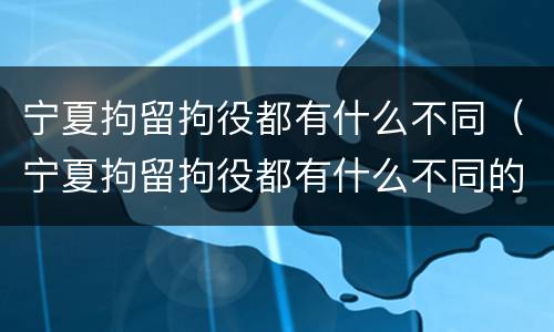 宁夏拘留拘役都有什么不同（宁夏拘留拘役都有什么不同的）