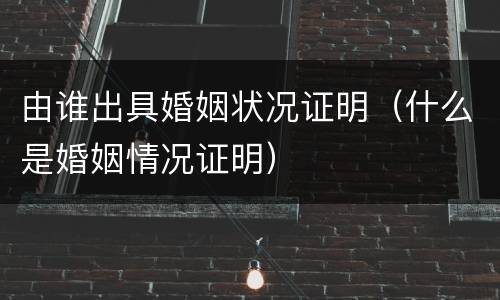 由谁出具婚姻状况证明（什么是婚姻情况证明）