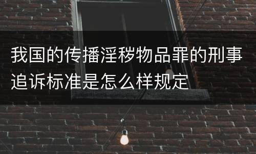我国的传播淫秽物品罪的刑事追诉标准是怎么样规定