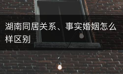 湖南同居关系、事实婚姻怎么样区别