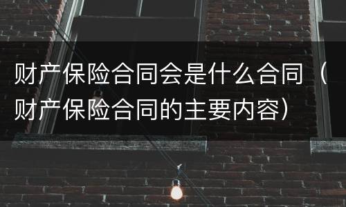 财产保险合同会是什么合同（财产保险合同的主要内容）